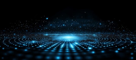 Poster - a mesmerizing digital landscape filled with intricate blue dots creating a wave-like pattern. ideal 