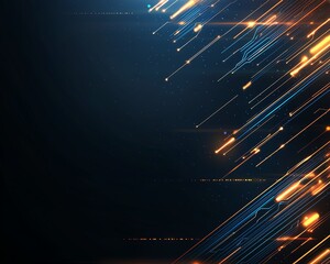 Poster - A dynamic background featuring streaks of bright blue and orange lights against a dark backdrop, ideal for technology-related designs, digital art, or abstract imagery.