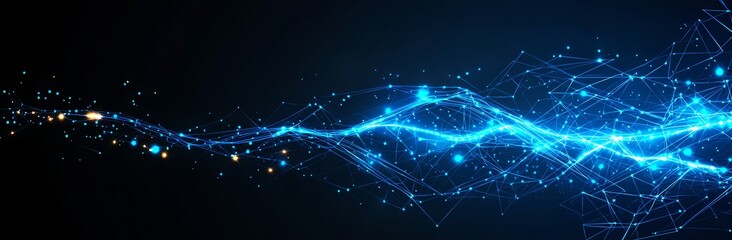 Poster - A stunning visual of electric blue light waves flowing through a dark background, symbolizing energy, innovation, and the dynamic nature of technology in our modern world.