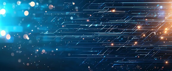 Poster - A dynamic abstract background featuring glowing lines and particles, perfect for illustrating innovation, speed, and digital transformation in various tech contexts.