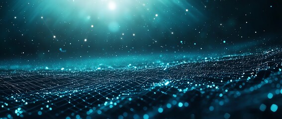 Poster - A mesmerizing view of digital waves, illuminated by soft light. The intricate patterns and vibrant colors evoke a sense of innovation and connectivity in the world of technology.