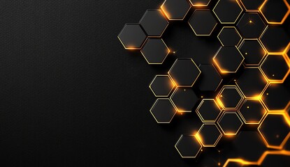 Poster - a modern abstract background featuring interconnected hexagons with glowing edges