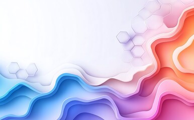 Poster - This abstract background features vibrant wavy layers in shades of blue, pink, and orange, perfect for creative projects, digital art, or modern graphics.