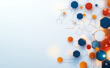 Poster - An abstract design featuring colorful hexagons and circles, ideal for backgrounds or technology-themed projects, showcasing innovation and creativity in visual art.