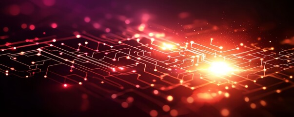 Aufkleber - A vibrant abstract representation of a circuit board with glowing lights and intricate lines. This image symbolizes innovation, connectivity, and the future of technology.