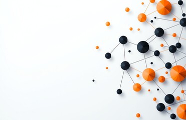 Poster - This abstract composition features a creative arrangement of colorful geometric shapes in black and orange, symbolizing innovation and connectivity, ideal for modern design applica