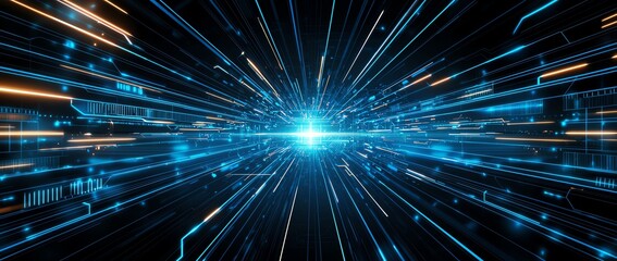 Poster - A mesmerizing burst of light and energy captured in a digital format. This high-tech image symbolizes innovation, speed, and the future of technology in a vivid, dynamic manner.