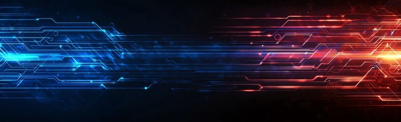 Poster - A dynamic, high-tech background featuring vibrant blue and orange streaks, symbolizing speed and innovation in the digital age. Perfect for tech-related designs and presentations.