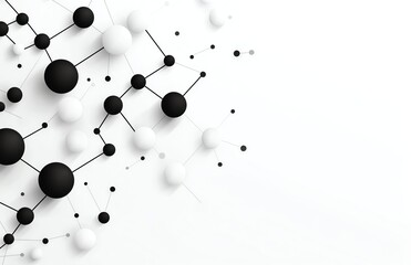 Poster - Abstract composition of black and white spheres interconnected with lines, creating a modern and minimalist aesthetic suitable for backgrounds or design projects.