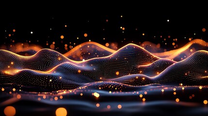 Poster - A captivating abstract landscape of glowing digital waves, enriched with dynamic particles. This image embodies innovation and creativity in the realm of modern technology.
