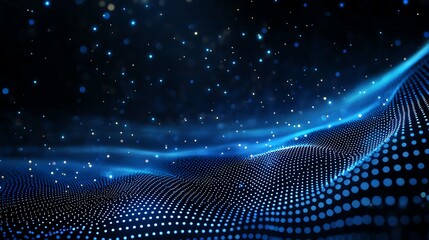Poster - A stunning abstract representation of waves and dots in blue, evoking a sense of depth and movement, perfect for digital backgrounds, technology themes, or creative projects.