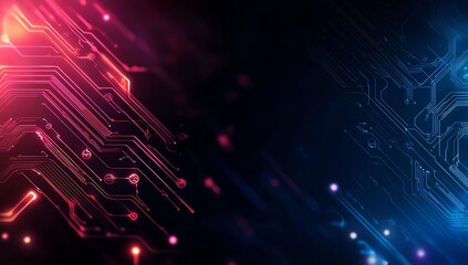 Poster - a vibrant abstract representation of digital circuits, showcasing intricate lines and glowing elemen