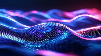 Poster - An abstract representation of dynamic waves in vibrant colors, illustrating the connection between technology and creativity. This visually striking image captivates the senses.