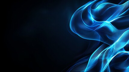 Poster - A stunning abstract image featuring flowing blue smoke on a dark background, perfect for creating an enigmatic or mystical atmosphere in design projects or presentations.
