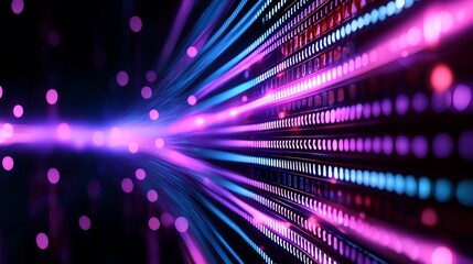 Poster - Vibrant digital lines in bright pink, blue, and violet hues create a sense of motion and energy. Ideal for showcasing modern technology, innovation, or futuristic concepts.