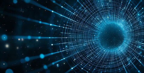 Aufkleber - A stunning visual representation of digital connectivity, featuring vibrant blue lines radiating from a central core, symbolizing data transmission and modern technology innovation