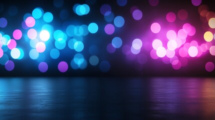Poster - A captivating blend of vibrant bokeh lights in blue and pink hues, creating an enchanting atmosphere. Perfect for backgrounds, graphic designs, or artistic projects.