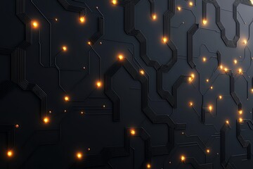 Aufkleber - A close-up view of a black circuit board with glowing lights, showcasing intricate patterns and connections. Ideal for themes related to technology, innovation, and electronics.