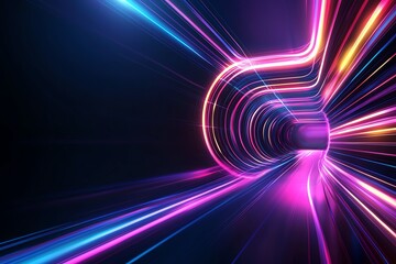 Poster - A vibrant display of neon lights forming a tunnel effect, creating a sense of movement and depth
