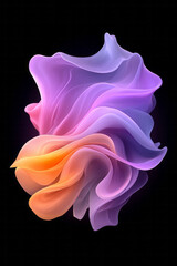 Poster - Abstract flowing waves in vibrant purple and pink gradients cascading across a dark backdrop, with