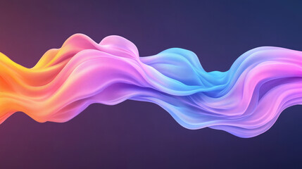 Poster - Dreamlike composition of fluid ribbons in rich purple and neon pink, seamlessly blending into soft