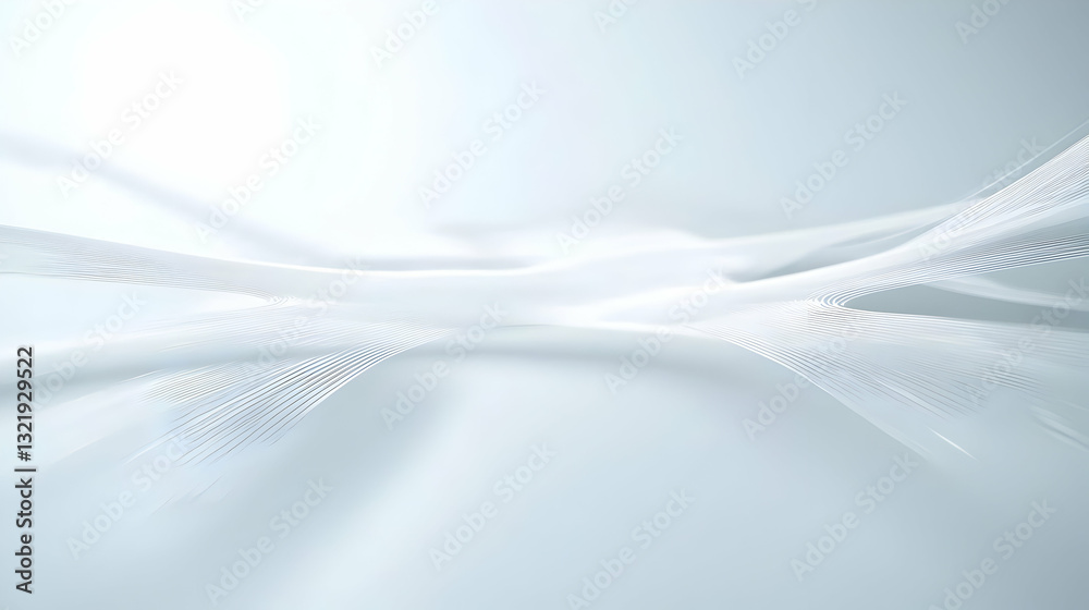 Abstract White Background With Smooth Wavy Lines and Subtle Particle ...