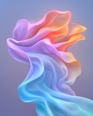 Poster - An elegant abstract design showcasing smooth, vibrant waves in luminous purple and pink gradients,