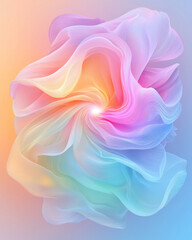 Poster - Energetic collage of fluid, luminous fabric and a pulsating central circle, interwoven with soft