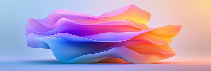 Poster - A visionary digital rendering featuring vibrant abstract waves, gracefully floating in cyberspace