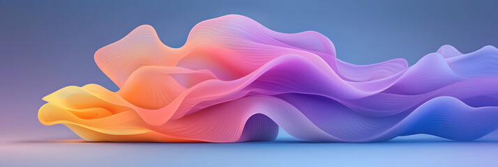 Poster - A visionary digital rendering featuring vibrant abstract waves, gracefully floating in cyberspace
