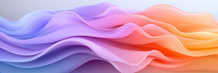 Poster - An immersive abstract illustration of smooth, dynamic waves in vivid gradients of purple and pink,