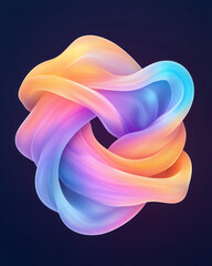 Poster - A sleek abstract illustration showcasing glowing neon rings smoothly interlaced in a harmonious