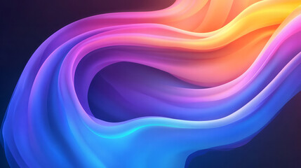 Poster - An elegant digital composition featuring vibrant neon rings in shades of pink, purple, and blue,