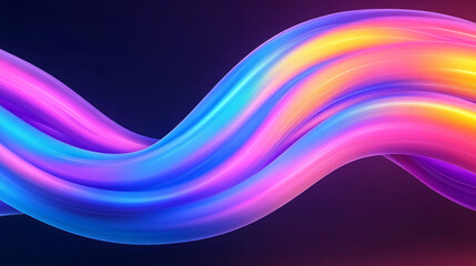Poster - An elegant digital composition featuring vibrant neon rings in shades of pink, purple, and blue,