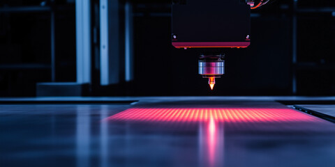 Poster - Laser Precision: A laser cutter in operation, showcasing cutting-edge technology and the process of precise manufacturing.
