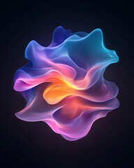 Poster - A vibrant abstract illustration of glowing purple neon lines swirling fluidly into an intricate