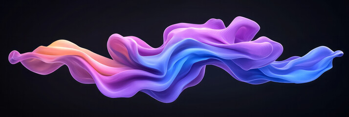 Poster - A sleek digital artwork featuring luminous purple lines smoothly flowing in dynamic, wave-like