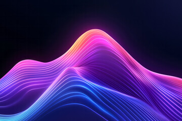 Poster - A minimalist illustration of vibrant purple lines gently curving in dynamic wave patterns, softly