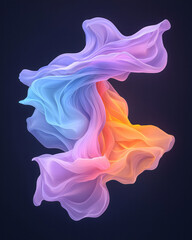 Poster - An artistic rendering of flowing purple neon waves gently curving across a dark canvas, creating a