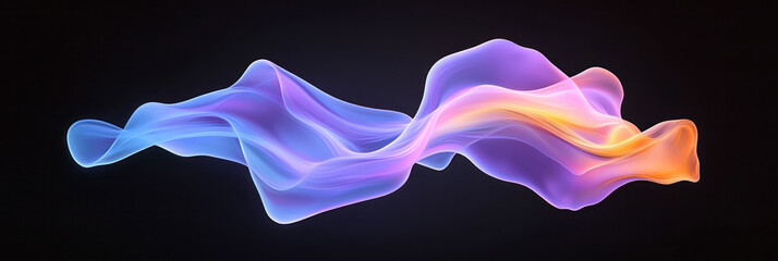 Poster - A mesmerizing digital visualization of luminous purple lines smoothly undulating in a wave-like