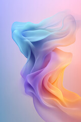 Poster - A high-definition digital scene depicting weightless holographic fabric gracefully drifting through