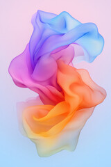 Poster - A mesmerizing digital illustration of gracefully suspended holographic fabric gently drifting in