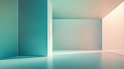 Poster - A minimalist interior showcasing geometric forms with complementary colors and light