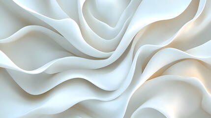 Poster - Soft White Waves of Fabric Creating Elegant Abstract Background