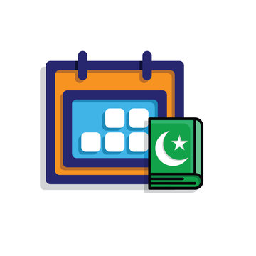 Islamic icon. Islamic calendar vector. for the time and date in the holy month. events, iftar together, recitation time, sahur. simple 3d design style