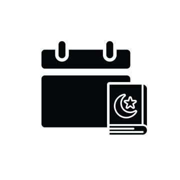 Islamic icon. Islamic calendar vector. for the time and date in the holy month. events, iftar together, recitation time, sahur. Solid design style