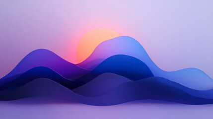 Aufkleber - An abstract digital rendering featuring fluid, minimalist navy-blue waves layered gracefully