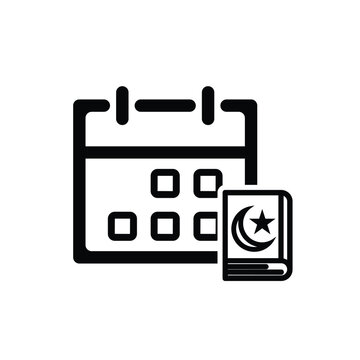 Islamic icon. Islamic calendar vector. for the time and date in the holy month. events, iftar together, recitation time, sahur. Line design style