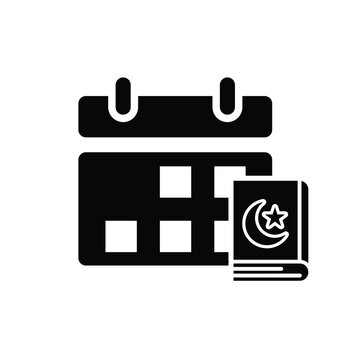 Islamic icon. Islamic calendar vector. for the time and date in the holy month. events, iftar together, recitation time, sahur. Solid design style