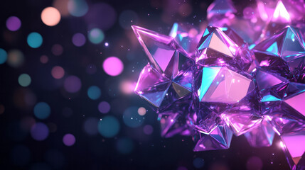 Poster - A visionary digital rendering capturing a dynamic multi-faceted polygonal structure with glossy